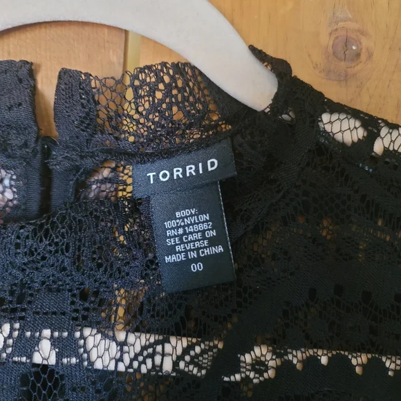 COPY - Torrid cowboy goth sheer lace fringe top black top Sz 00 - Picture 5 of 5